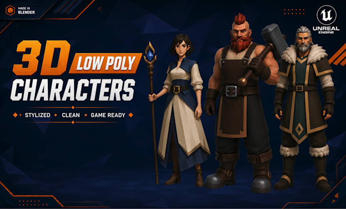 create low poly game character 3d models with clean topology
