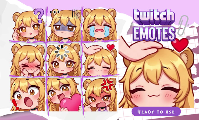 draw custom twitch emotes, chibi emotes, animated emotes