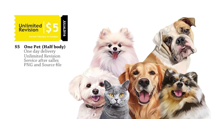 draw pet portrait into cartoon vector