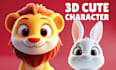 design cute 3d animal character model, 3d mascot, 3d toy in cartoon style
