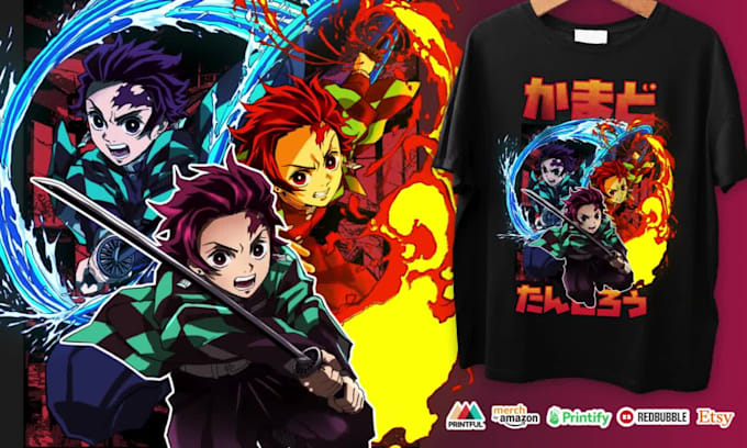 create anime tshirt design for your merchandise or sweetwear