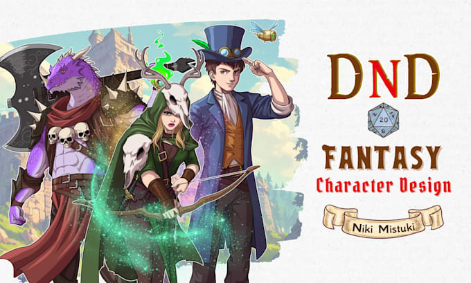 draw dnd character art, fantasy, illustration for concept art