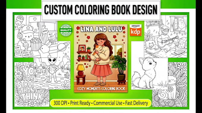 create custom coloring book pages and cover for amazon KDP