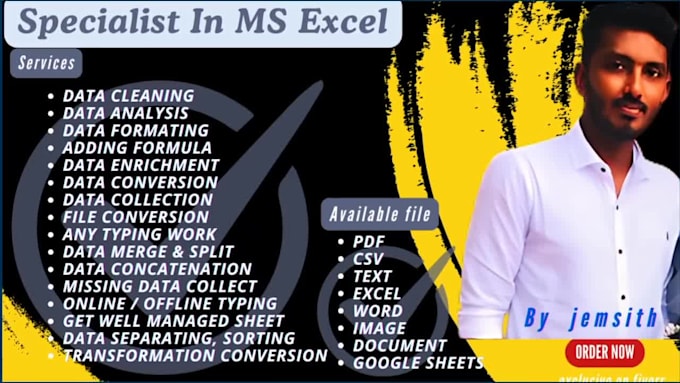 do excel data cleaning, typing, correction formatting convert pdf,word, CSV