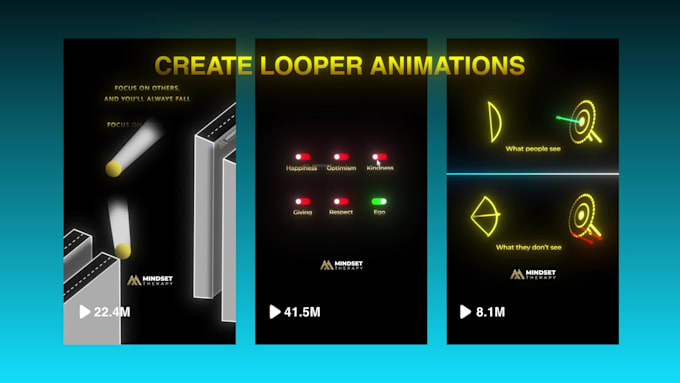 make short looped reels like mindset therapy, neuron visuals