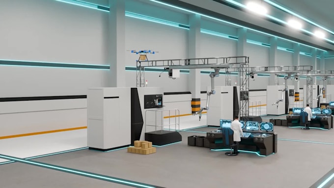 do 3d industrial animation warehouse process animation machinery visualization