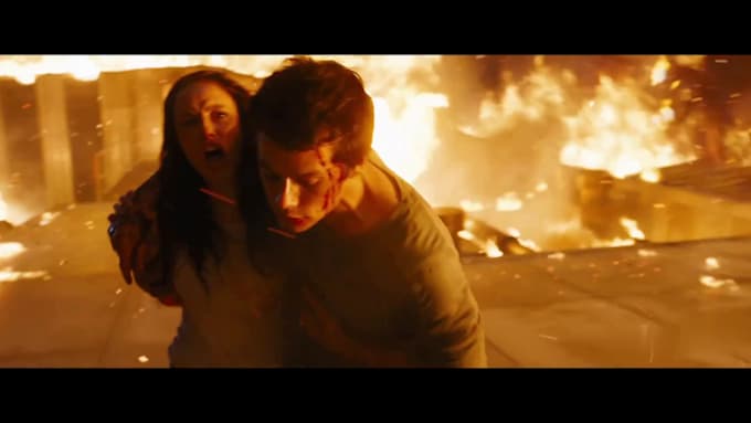 cinematic vfx explosion, fire explosion, visual and special effects blood, rain