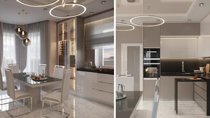 3d visualization of a room or apartment and light scenes