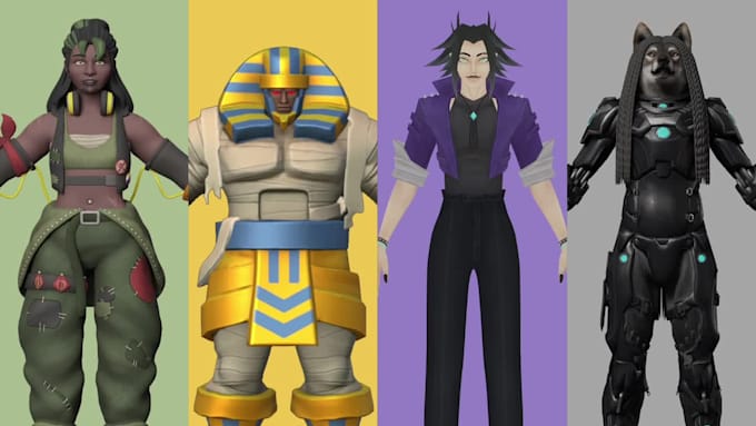 create 3d character model for game, animation and 3d rigging