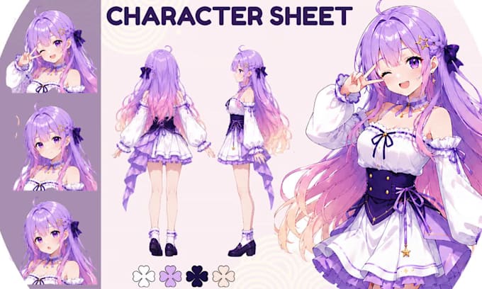 draw an anime character sheet and oc reference sheet