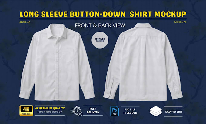 create long sleeve button down hawaiian shirt mockup