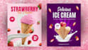 design ice cream or food flyer, poster, banner and menu