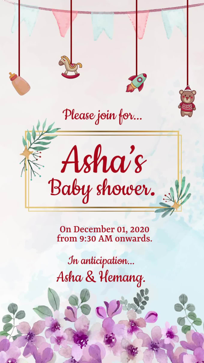 Create an animated invitation for weddings, baby shower by Naradacreatives  | Fiverr