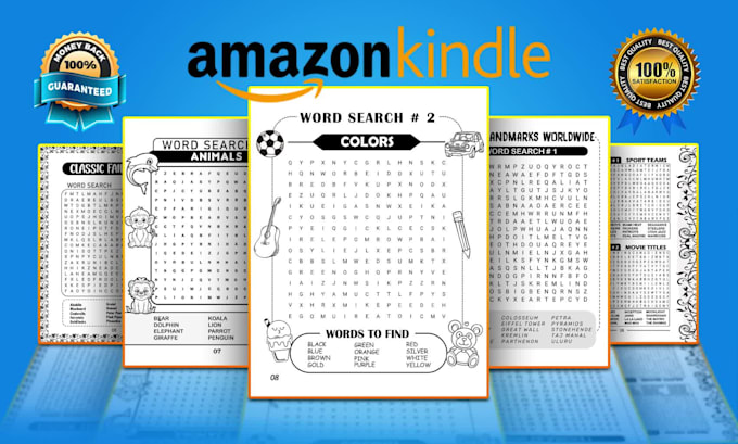 create unique word search book with mockup for amazon KDP