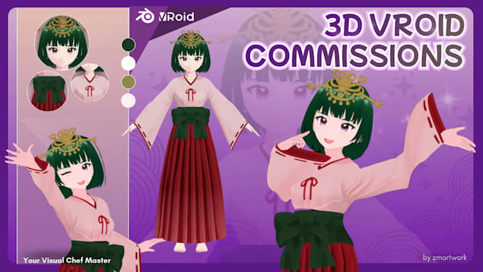 create high quality 3d character for vtuber, anime, 3d rigging or vroid model