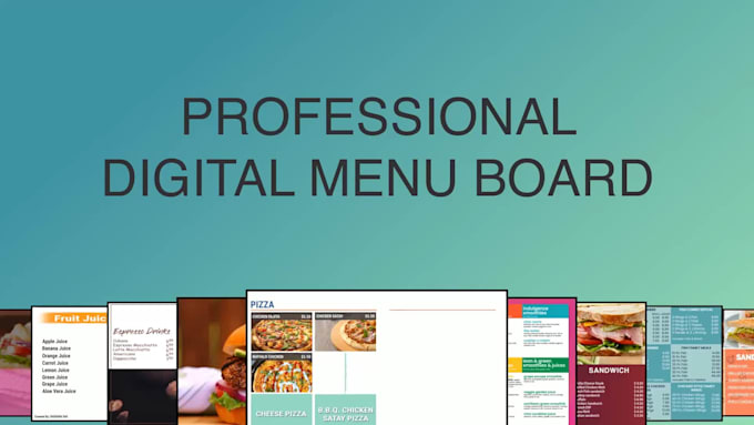 design menu board, food menu and restaurant digital signage