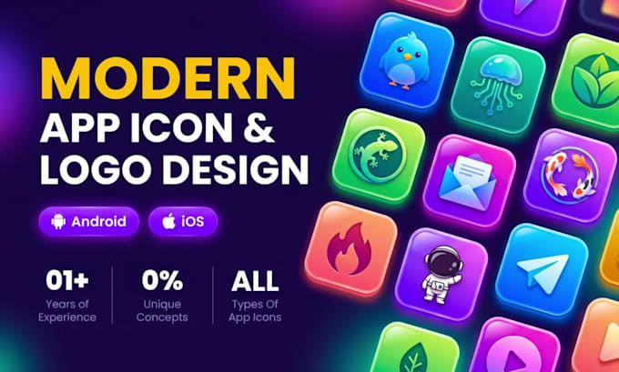 design modern app icon logo for android IOS