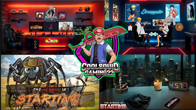 design custom animated twitch overlay, stream logo, obs, kick streamer package