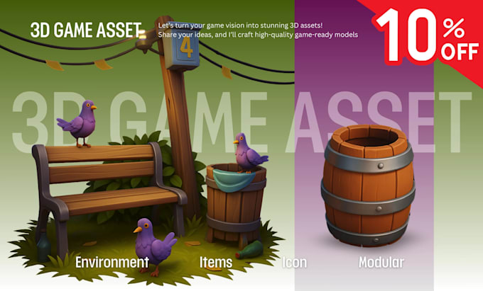 design high quality 3d game props and environment assets