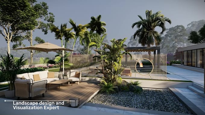 do backyard landscape design, garden, pool,  patio, fireplace and terrace