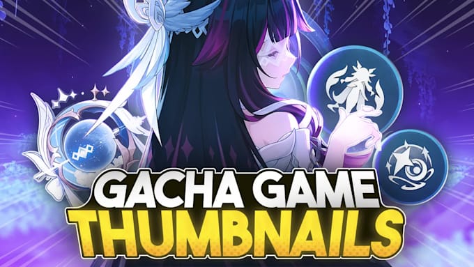 design gacha game thumbnails like genshin, wuthering waves, hsr