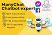 create a smart messenger chatbot, manychat bot, using manychat