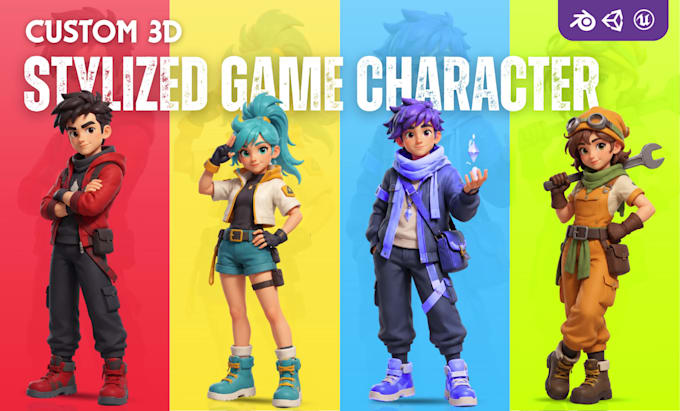 create stylized 3d game character models with rigging and animation