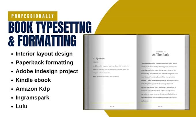 do book typesetting, paperback formatting, adobe indesign interior layout design
