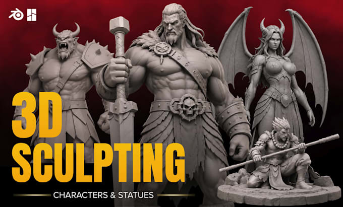 create 3d sculpting, 3d character modeling and character sculpting for 3d print
