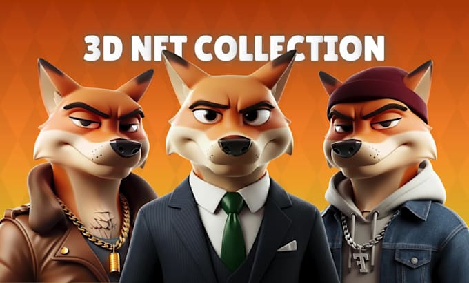 create unique 3d nft art collection character in cartoon and realistic