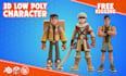 model 3d low poly character, rigging for game asset, animation, and others