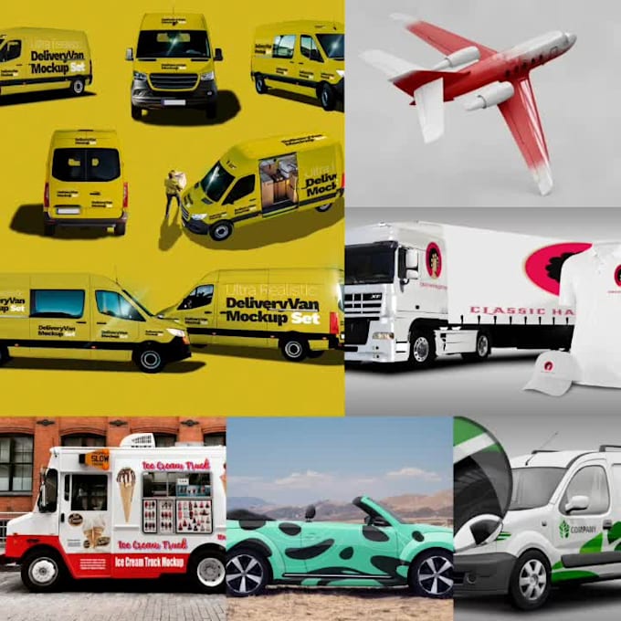 do professional car, van, airplane, ice cream truck wrap and mockup