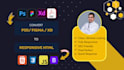 convert PSD, figma to responsive html website using bootstrap or bulma css