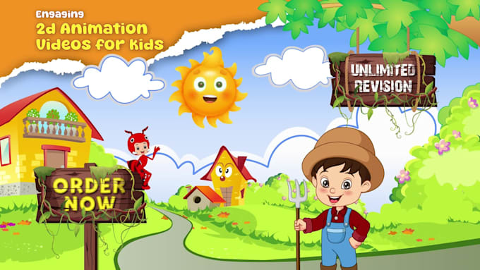 create colorful 2d kid learning videos and nursery rhymes