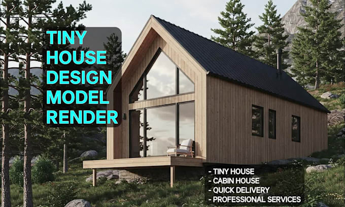 design high quality rendering tiny house, cabin house