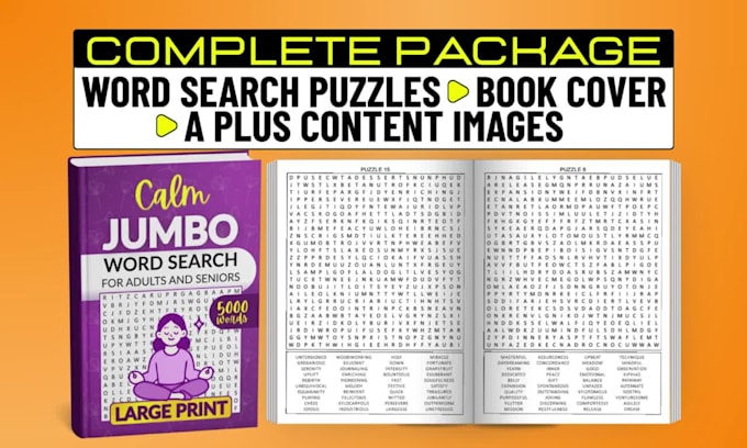 create KDP ready word search puzzle book for amazon publishing
