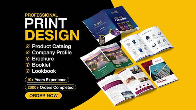 design product catalog, brochure, company profile, lookbook, bifold, trifold