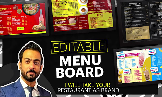 design editable DIY TV menu board or restaurant digital menu