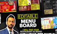 design editable DIY TV menu board or restaurant digital menu