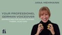 produce a female german voice over in a charming voice