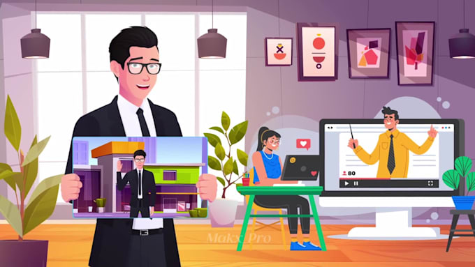 create 2d animated explainer video, marketing video ads