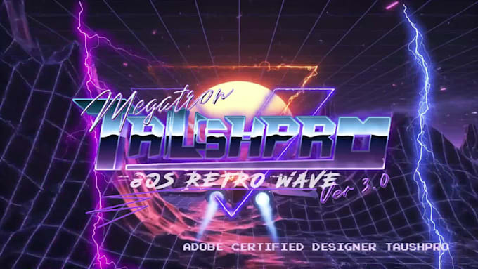 make vhs 80s retro synthwave animation with futuristic outrun effects