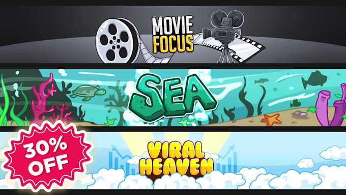 create a cartoon banner with text, for youtube, twitch etc