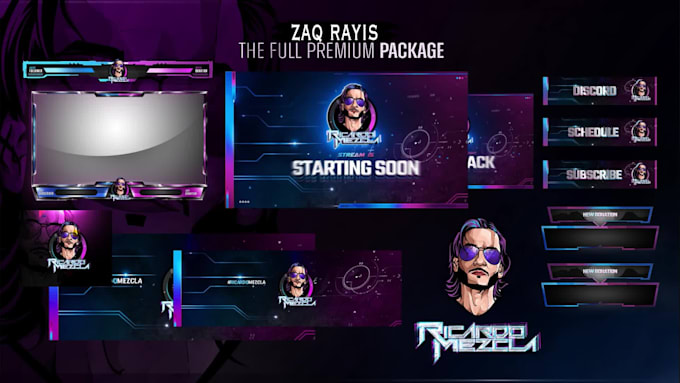 design animated twitch overlay, twitch logo, twitch stream package panels screen