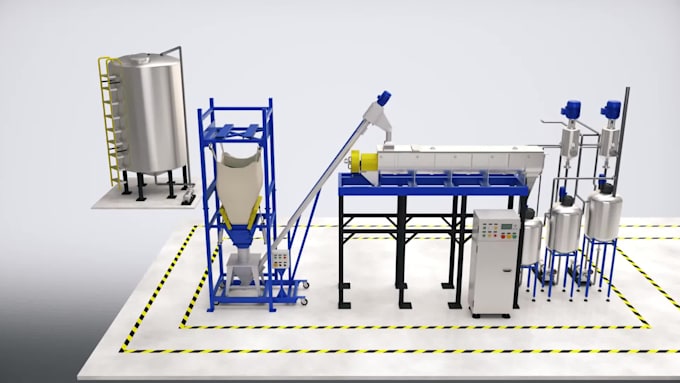 create 3d industrial animation for machinery and manufacturing products