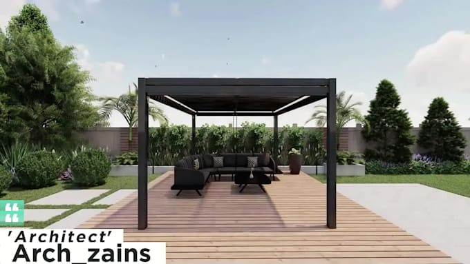 design garden, pool, patio, yard, terrace, landscape 3d model and renders
