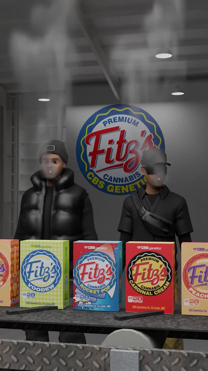 3d video animation for cannabis, tobacco, thc, cartridges, flower
