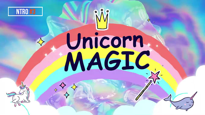 create kids colorful unicorn intro outro