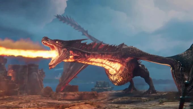 craft cinematic realistic 3ddragon animation with fire fx, rigging and HD render