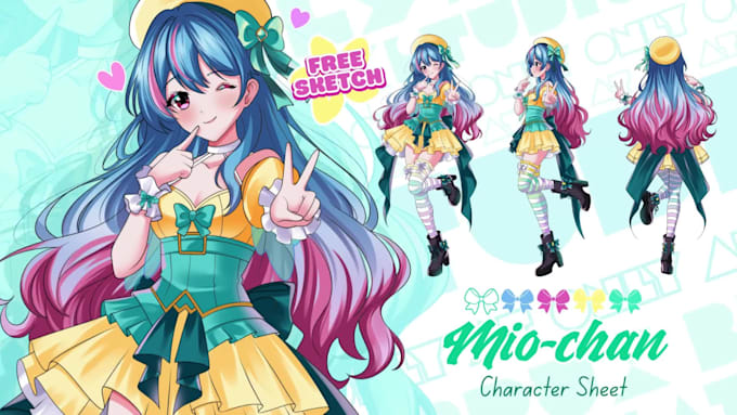 draw a custom character sheet or reference sheet for your oc or vtuber